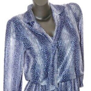 Vintage Secretary DRESS Pleated Skirt Retro Boho 70s 80s Party Womens Sz 10